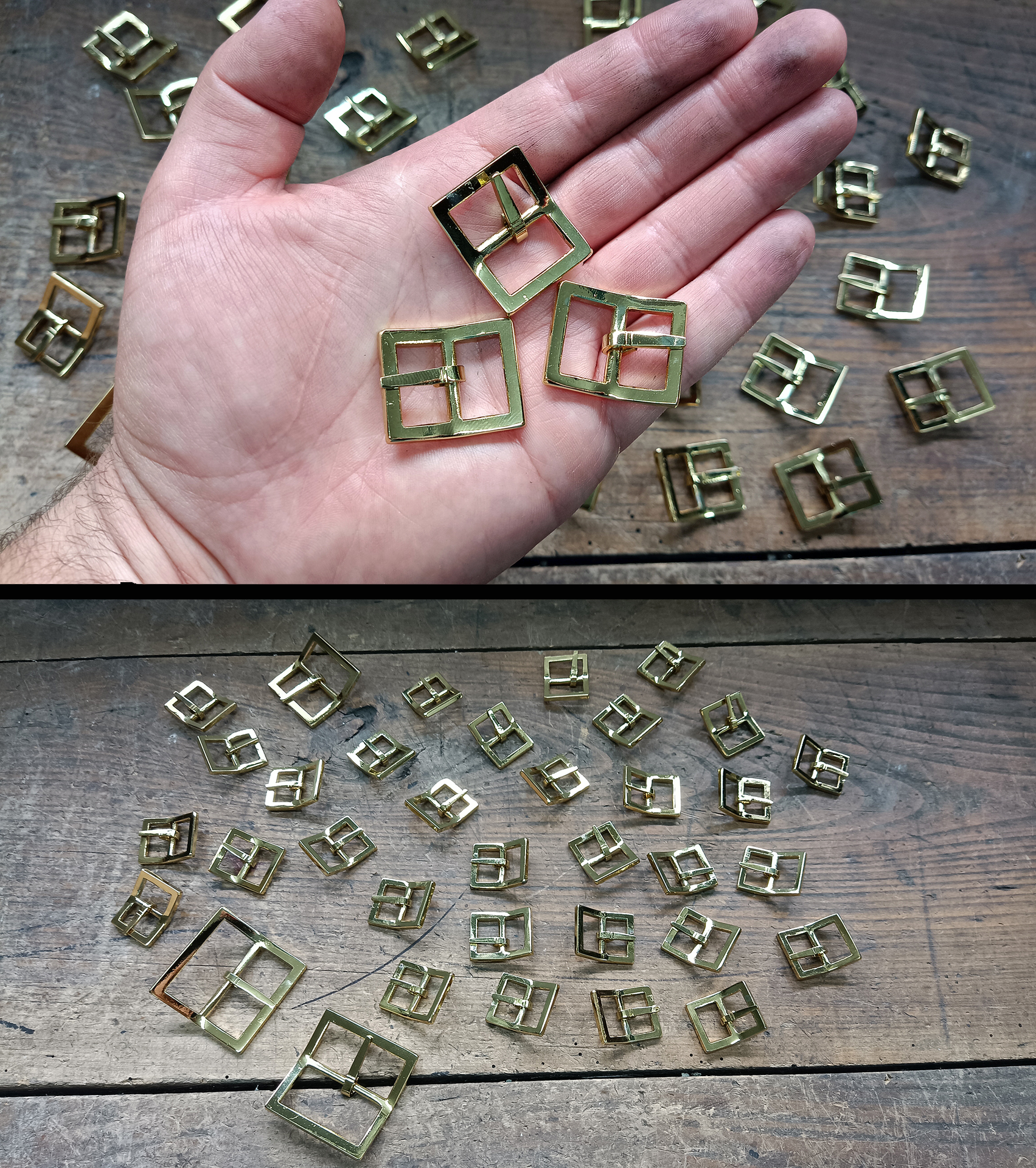 Handmade steel buckles: from 3 mm steel sheet to final product./Rcznie robione sprzczki stalowe: od 3 mm kawaka blachy do kocowego produktu.